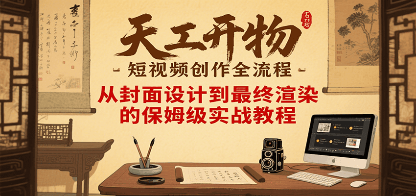 天工开物短视频创作全流程，从封面设计到最终渲染的保姆级实战教程-清风网创资源站