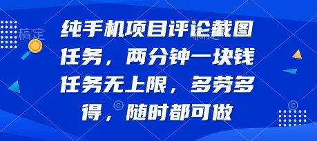 纯手机项目评论截图任务，两分钟一块钱 任务无上限多劳多得，随时随地都能做【揭秘】-清风网创资源站