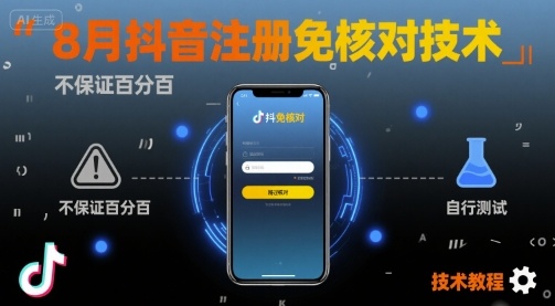 8月抖音注册免核对技术，不保证百分百，自测-清风网创资源站