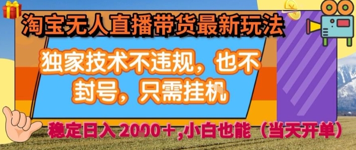 淘宝无人直播带货最新玩法，独家技术不违规，也不封号，全自动运行，只需挂着， 稳定日入2k【揭秘】-清风网创资源站
