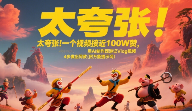 太夸张！一个视频接近100W赞，用AI制作西游记Vlog视频，全流程拆解来了(附万能提示词)-清风网创资源站