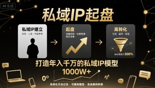 私域IP起盘，私域ip建立、起盘、高转化，打造年入千万的私域ip模型-清风网创资源站