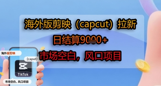 海外版剪映(capcut)拉新，日结算1k+，市场空白，风口项目-清风网创资源站