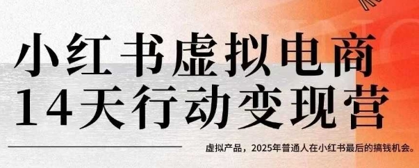 小红书虚拟电商14天变现训练营，虚拟产品，2025年普通人在小红书最后的搞钱机会-清风网创资源站
