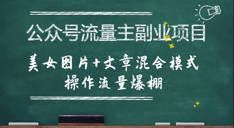 公众号流量主副业项目，美女图片+文章混合模式操作流量爆棚-清风网创资源站