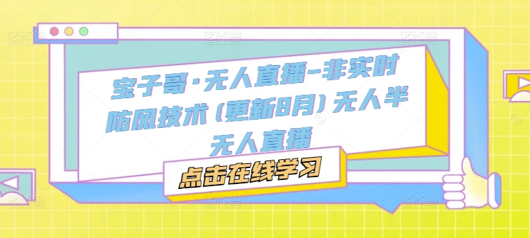 宝子哥·无人直播-非实时防风技术(更新25年7月)无人半无人直播-清风网创资源站