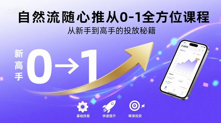 自然流随心推从0-1全方位课程，从新手到高手的投放秘籍-清风网创资源站