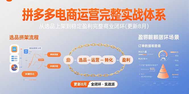 拼多多电商运营完整实战体系，从选品上架到稳定盈利完整商业闭环(更新8月-清风网创资源站