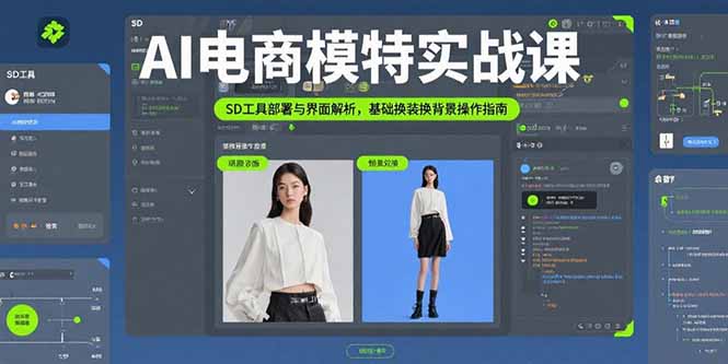 AI电商模特实战课，SD工具部署与界面解析，基础换装换背景操作指南-清风网创资源站