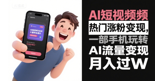 AI短视频热门涨粉变现，一部手机玩转AI流量变现，月入过W-清风网创资源站