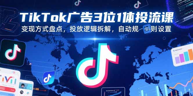 TikTok广告3位1体投流课，变现方式盘点，投放逻辑拆解，自动规则设置-清风网创资源站