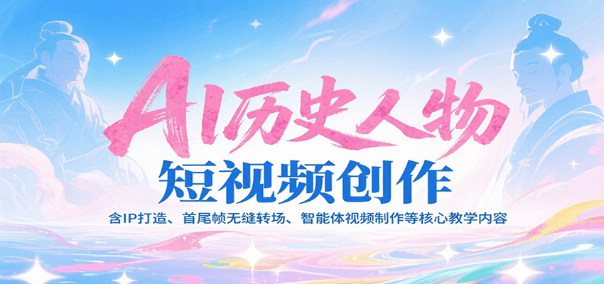 AI历史人物短视频创作，含IP打造、首尾帧无缝转场、智能体视频制作等核心教学内容-清风网创资源站