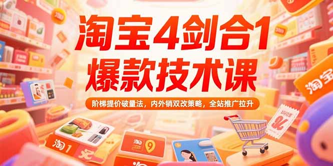 淘宝4剑合1爆款技术课73期：阶梯提价破量法，内外销双改策略 全站推广拉升-清风网创资源站