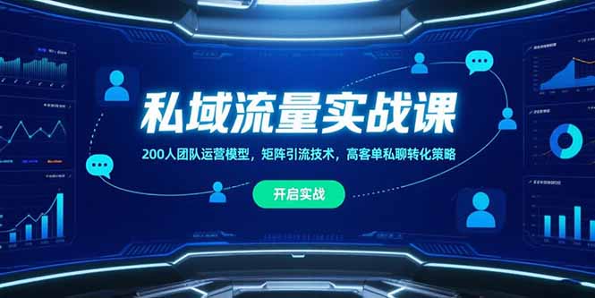 私域流量实战课，200人团队运营模型，矩阵引流技术，高客单私聊转化策略-清风网创资源站