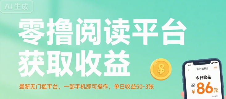 零撸阅读平台获取收益，最新无门槛平台，一部手机即可操作，单日收益50-3张【揭秘】-清风网创资源站
