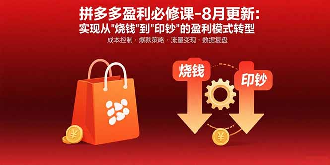 拼多多盈利必修课-8月更新：突破运营瓶颈 实现从烧钱到印钞的盈利模式转型-清风网创资源站