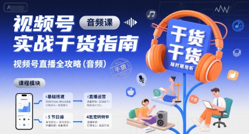 视频号实战干货指南，视频号直播全攻略(音频)-清风网创资源站