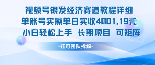视频号银发经济赛道单账号实操单日实收1k+，小白轻松上手长期项目-清风网创资源站