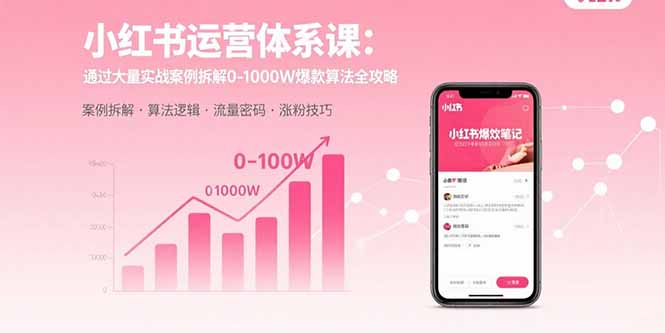 小红书运营体系课：通过大量实战案例拆解0-1000W爆款算法全攻略-清风网创资源站