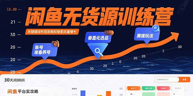 闲鱼无货源训练营：账号准备养号/垂直化选品/黑搜玩法，0基础30天盈利指南-清风网创资源站