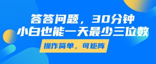 答答问题，30分钟，小白也能一天最少也有三位数，操作简单-清风网创资源站
