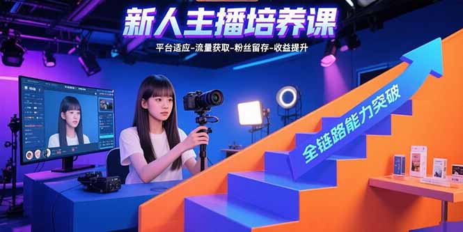 新人主播培养课：平台适应-流量获取-粉丝留存-收益提升 全链路能力突破-清风网创资源站