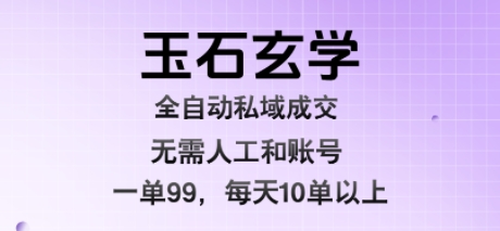 玉石玄学全自动私域成交，一单99每天十单以上，无需人工和矩阵账号，蓝海项目直接干【揭秘】-清风网创资源站