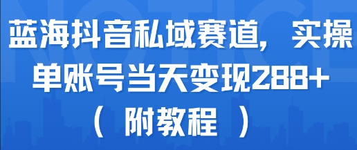 蓝海抖音私域赛道，实操单账号当天变现288+(附教程)-清风网创资源站