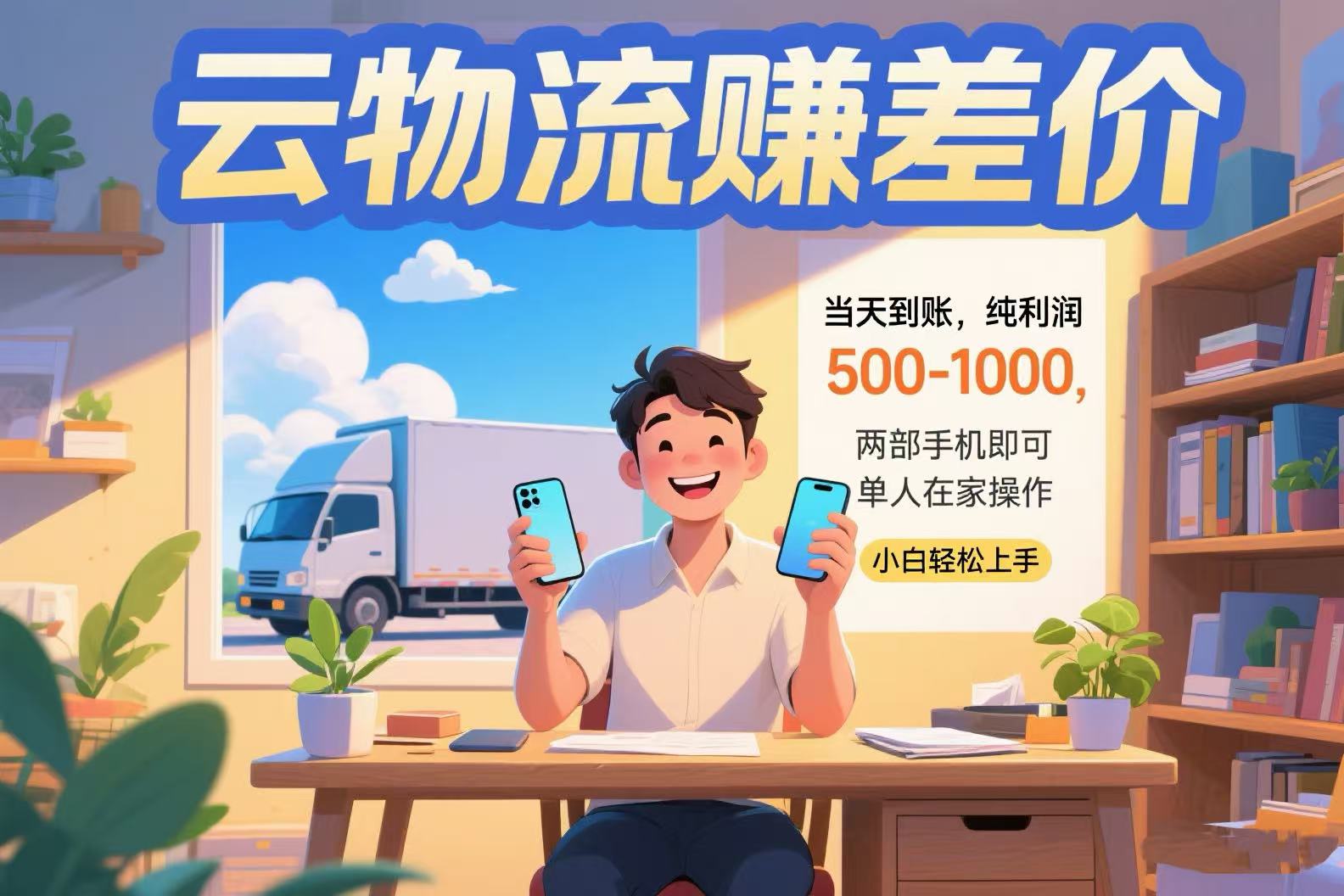 云物流赚差价 当天到账纯利润500-1000 两部手机即可 可单人在家操作 小…-清风网创资源站
