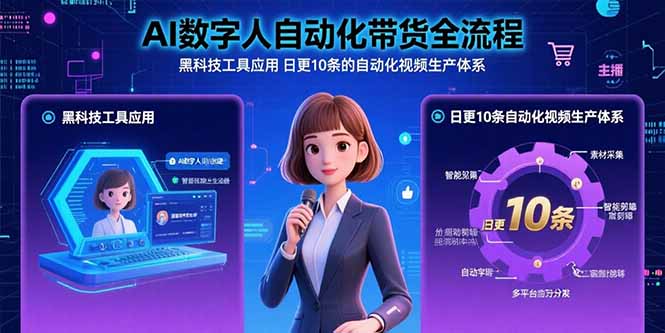 AI数字人自动化带货全流程：黑科技工具应用 日更10条的自动化视频生产体系-清风网创资源站