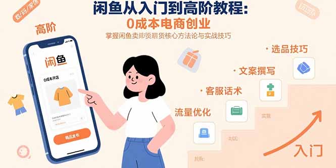 闲鱼从入门到高阶教程：0成本电商创业，掌握闲鱼卖货核心方法论与实战技巧-清风网创资源站