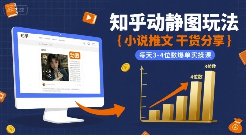 小说推文干货分享之知乎动静图玩法，每天3-4位数爆单实操课-清风网创资源站