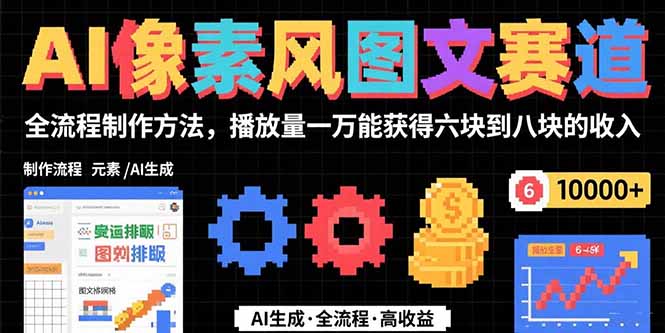 AI像素风图文赛道：全流程制作方法，播放量一万能获得6块到8块的收入-清风网创资源站