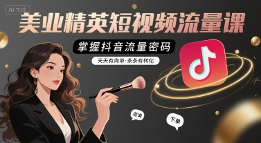 美业精英短视频流量课，掌握抖音流量密码，天天有询单，条条有转化-清风网创资源站