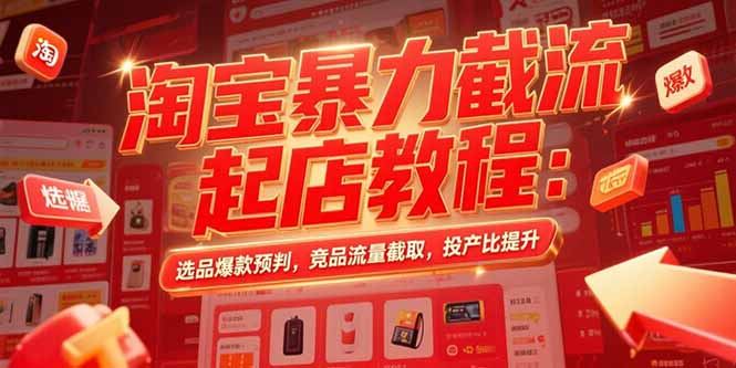 淘宝暴力截流起店教程：选品爆款预判，竞品流量截取，投产比提升-清风网创资源站