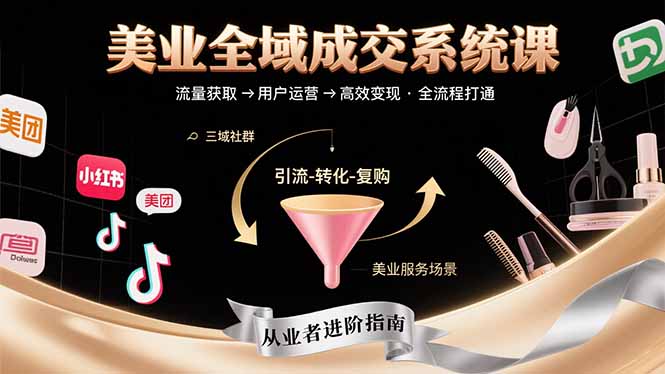 美业全域成交系统课程：帮助美业从业者打通从流量获取到高效变现全流程-清风网创资源站