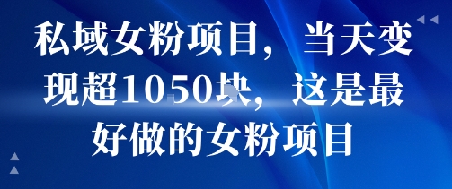 私域女粉项目，当天变现超1k，这是最好做的女粉项目，可放大操作-清风网创资源站