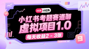 小红书考题赛道虚拟项目1.0，项目操作简单，每天收益2-3张-清风网创资源站