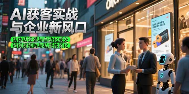 AI获客实战与企业新风口，实体店逆袭与自动化成交 短视频矩阵与私域体系化-清风网创资源站
