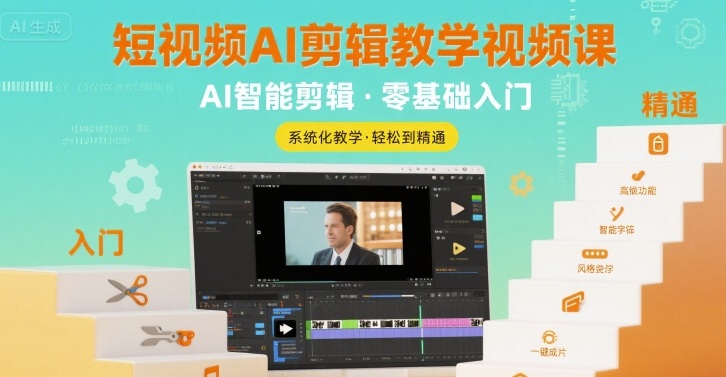 短视频AI剪辑教学视频课，入门到精通-清风网创资源站