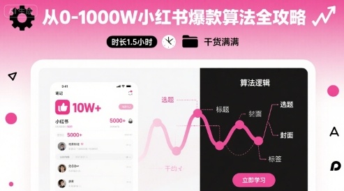 从0-1000W小红书爆款算法全攻略，时长1.5小时，干货满满-清风网创资源站