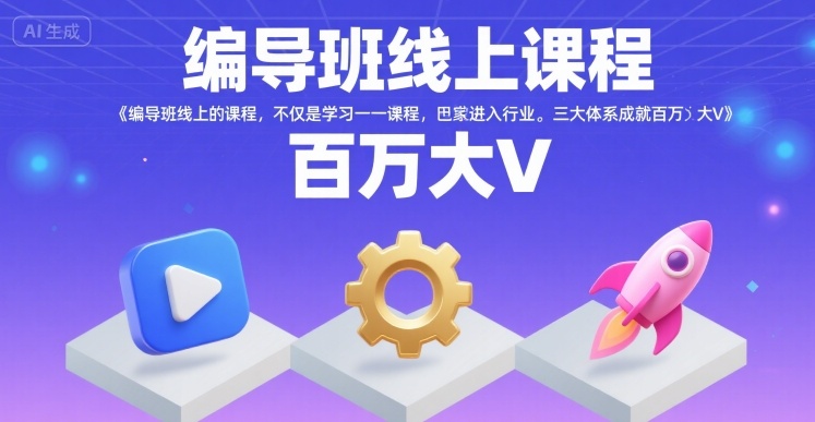 编导班线上课程，不仅是学习一门课程，更是进入一个行业，三大体系成就百万大V-清风网创资源站