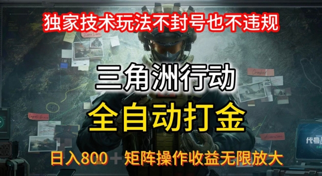 三角洲最新全自动G机，独家技术玩法，不封号也不违规， 日入8张+可矩阵操作，收益无限放大【揭秘】-清风网创资源站