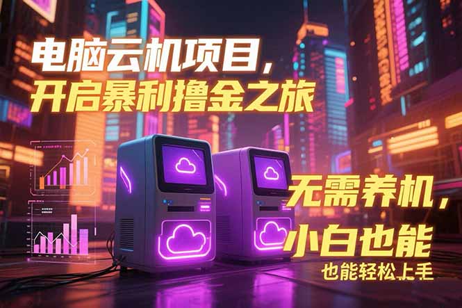 电脑云机项目 暴力撸金玩法，不需要养机 配置没有要求 单机100个窗口一…-清风网创资源站