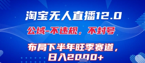 淘宝无人直播12.0，不封号，不违规，布局下半年旺季赛道，日入1k+(独家技术)【揭秘】-清风网创资源站
