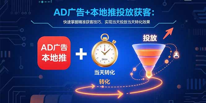 AD广告+本地推投放获客：快速掌握精准获客技巧，实现当天投放当天转化效果-清风网创资源站
