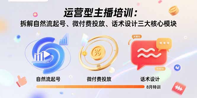 运营型主播培训：拆解自然流起号、微付费投放、话术设计三大核心模块-8月-清风网创资源站