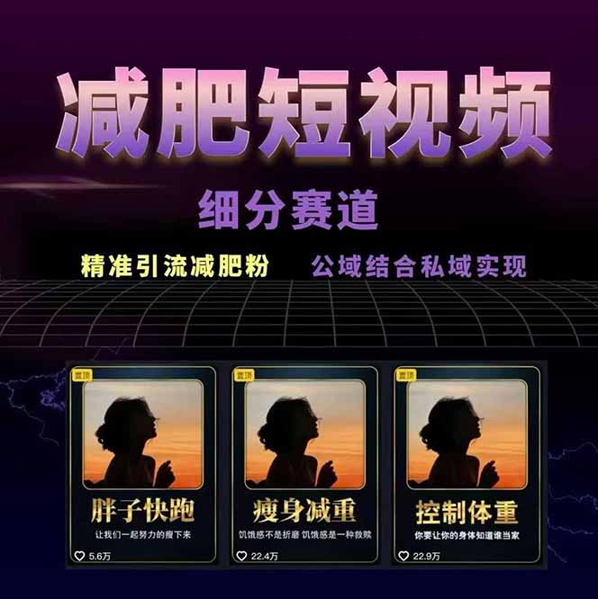 图片[1]-减肥短视频赛道运营课：素材准备-视频制作-引流变现全流程 (附素材-清风网创资源站