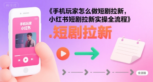 手机玩家怎么做短剧拉新，小红书短剧拉新实操全流程-清风网创资源站
