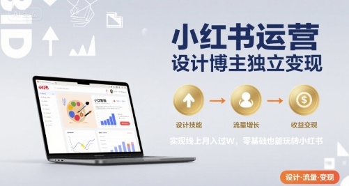 小红书运营设计博主独立变现，实现线上月入过W，零基础也能玩转小红书-清风网创资源站